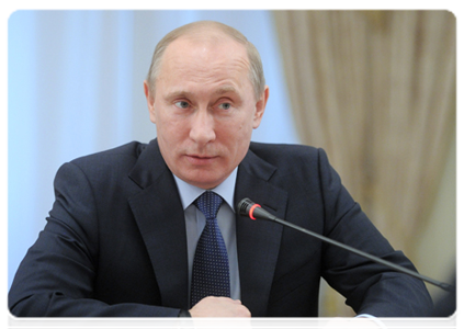 Prime Minister Vladimir Putin at a meeting of the supervisory board of the Strategic Initiatives Agency