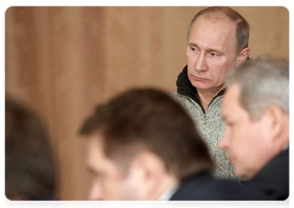 Prime Minister Vladimir Putin holds a meeting on problems facing residents of Roza and Korkino in the Chelyabinsk Region