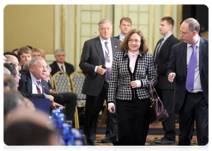 Министр экономического развития Э.С.Набиуллина на съезде Российского союза промышленников и предпринимателей
