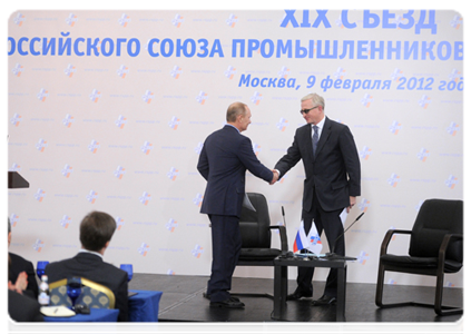 Prime Minister Vladimir Putin attending the conference of the Russian Union of Industrialists and Entrepreneurs
