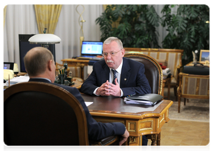 Head of the Republic of Karelia Andrei Nelidov at a meeting with Prime Minister Vladimir Putin