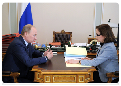 Председатель Правительства Российской Федерации В.В.Путин провёл рабочую встречу с министром экономического развития Российской Федерации Э.С.Набиуллиной