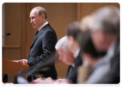 Председатель Правительства Российской Федерации В.В.Путин принял участие в расширенном заседании коллегии Минздравсоцразвития России