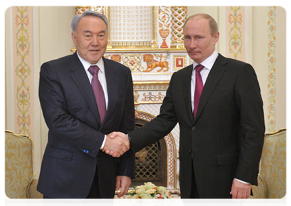 Prime Minister Vladimir Putin at a meeting with President of Kazakhstan Nursultan Nazarbayev