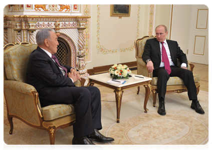 Prime Minister Vladimir Putin at a meeting with President of Kazakhstan Nursultan Nazarbayev