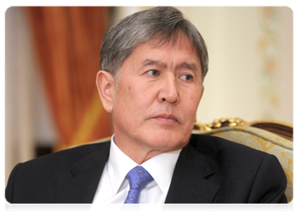 Kyrgyz President Almazbek Atambayev at a meeting with Prime Minister Vladimir Putin