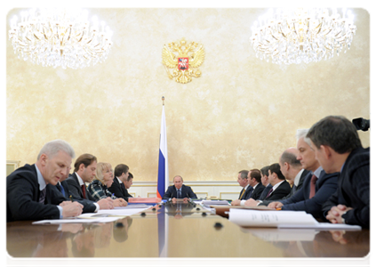 Prime Minister Vladimir Putin holds a meeting on the tasks he set in his articles as a presidential candidate