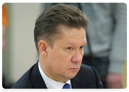 Head of Gazprom Alexei Miller at a meeting on natural gas supplies to domestic and foreign markets
