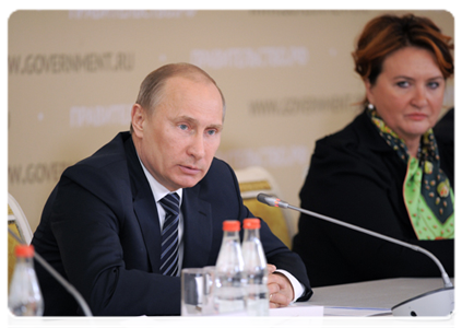 Prime Minister Vladimir Putin holding a meeting in Voronezh on preparations for spring field work