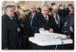Председатель Правительства Российской Федерации В.В.Путин проголосовал на выборах Президента  Российской Федерации