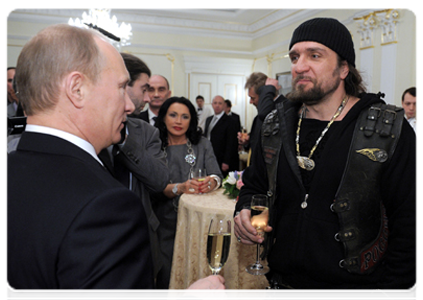 Vladimir Putin and president of the Night Wolves biker club Alexander Zaldostanov