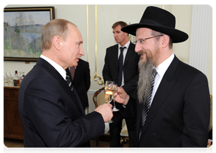 Vladimir Putin and Berl Lazar, Chief Rabbi of Russia
