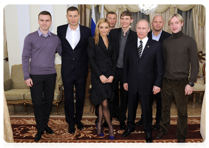 Prime Minister Vladimir Putin meets with those who supported him most actively during the presidential election campaign