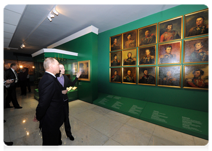 Prime Minister Vladimir Putin visits the Battle of Borodino Panorama Museum in Moscow