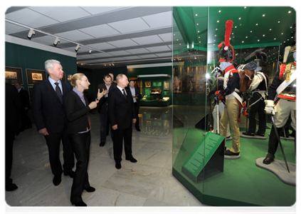 Председатель Правительства Российской Федерации В.В.Путин и мэр Москвы С.С.Собянин посетили музей-панораму «Бородинская битва» в Москве