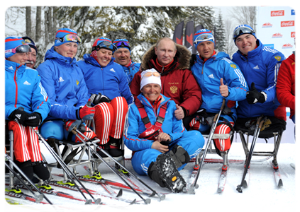 Vladimir Putin attends Russian Cross-Country Skiing and Biathlon Paralympic Championship in Sochi