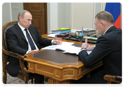 Prime Minister Vladimir Putin holds a meeting with Ryazan Region Governor Oleg Kovalyov