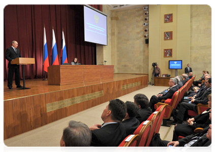 Prime Minister Vladimir Putin at an expanded meeting of the board of the Ministry of Economic Development