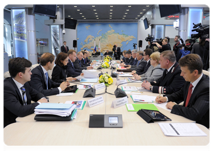 Prime Minister Vladimir Putin holds a conference on developing railway infrastructure and high-speed service