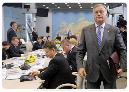 Russian Railways President Vladimir Yakunin ahead of a conference on developing the railway infrastructure and a high-speed service