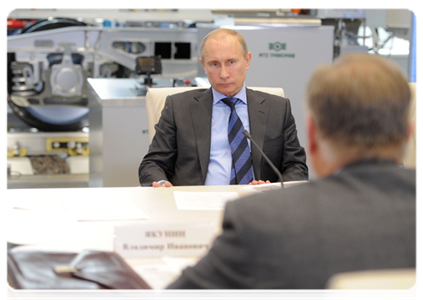 Prime Minister Vladimir Putin holds a conference on developing railway infrastructure and high-speed service