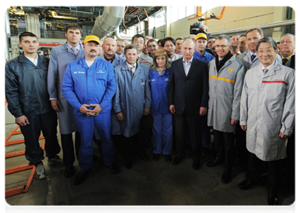 Prime Minister Vladimir Putin at a launching ceremony for serial production of AvtoVAZ’s Lada Largus in the Samara Region