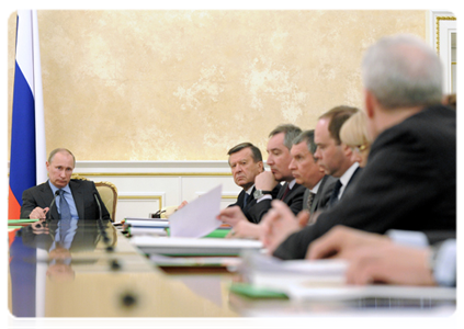 Prime Minister Vladimir Putin at a meeting of the Government Presidium