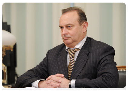 Head of Norilsk Nickel Vladimir Strzhalkovsky at a meeting with Prime Minister Vladimir Putin