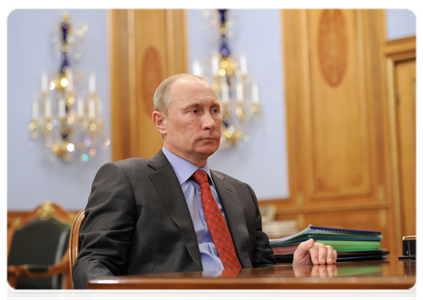 Prime Minister Vladimir Putin holds working meeting with head of Norilsk Nickel Vladimir Strzhalkovsky