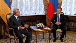 Председатель Правительства Российской Федерации Д.А.Медведев встретился с Президентом Республики Армении С.А.Саргсяном
