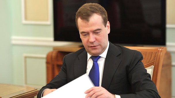 Prime Minister Dmitry Medvedev submits proposals on the structure and composition of the new government to President Vladimir Putin