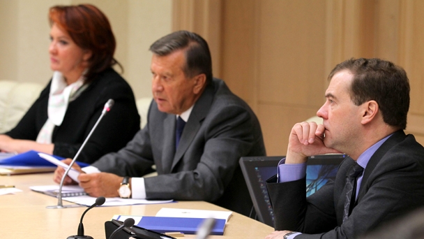 Prime Minister Dmitry Medvedev, Acting Deputy Prime Minister Viktor Zubkov, Acting Agriculture Minister Yelena Skrynnik