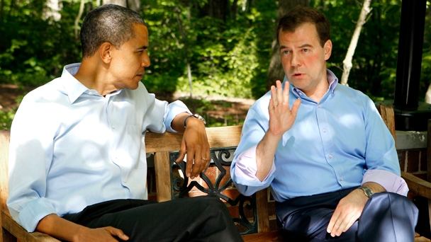 Prime Minister Dmitry Medvedev and U.S. President Barack Obama hold talks at Camp David