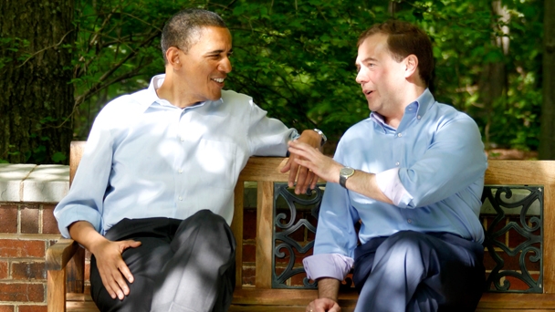 Prime Minister Dmitry Medvedev and U.S. President Barack Obama hold talks at Camp David