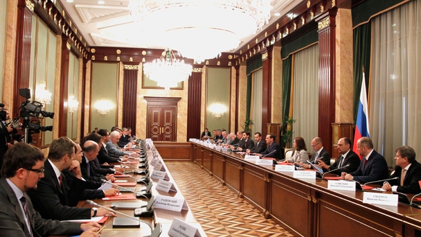 Prime Minister Dmitry Medvedev at a meeting of the initiative group on the formation of the government expert council