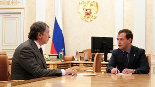 Председатель Правительства Российской Федерации Д.А.Медведев провёл рабочую встречу с И.И.Сечиным
