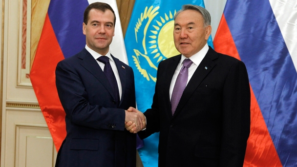 Prime Minister Dmitry Medvedev meets with President of Kazakhstan Nursultan Nazarbayev