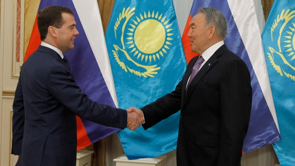 Prime Minister Dmitry Medvedev meets with President of Kazakhstan Nursultan Nazarbayev