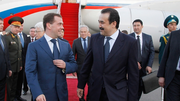 Prime Minister Dmitry Medvedev arrives on a working visit to the Republic of Kazakhstan