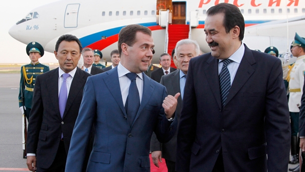 Prime Minister Dmitry Medvedev arrives on a working visit to the Republic of Kazakhstan