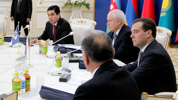 Prime Minister Dmitry Medvedev attends a restricted meeting of the CIS Heads of Government Council