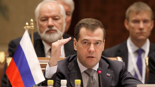 Prime Minister Dmitry Medvedev attends an expanded meeting of the CIS Council of Heads of Government