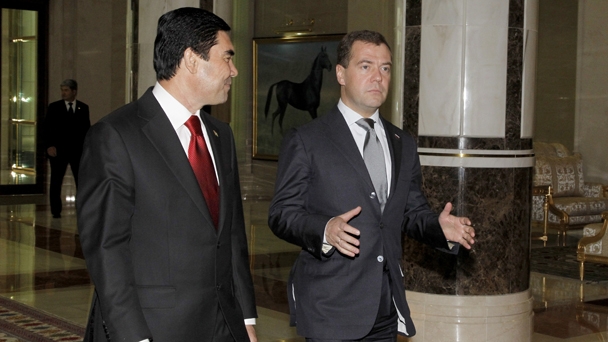 Prime Minister Dmitry Medvedev meets with President of Turkmenistan Gurbanguly Berdimukhamedov