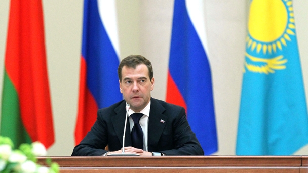 Prime Minister Dmitry Medvedev meeting with Belarusian Prime Minister Mikhail Myasnikovich and Kazakh Prime Minister Karim Massimov