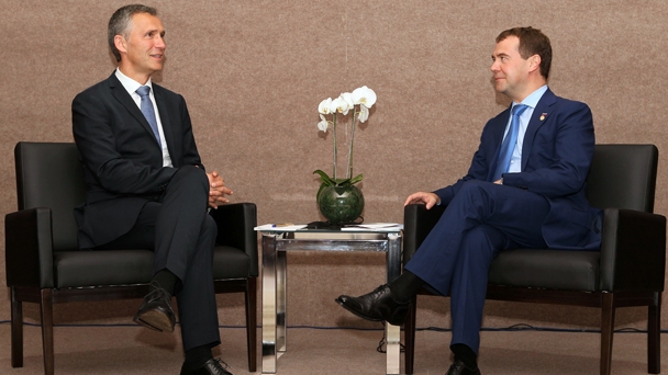 Prime Minister Dmitry Medvedev meets with his Norwegian counterpart Jens Stoltenberg