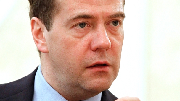Prime Minister Dmitry Medvedev at a meeting with Deputy Prime Minister Olga Golodets and Chairman of the Federation of Independent Trade Unions Mikhail Shmakov