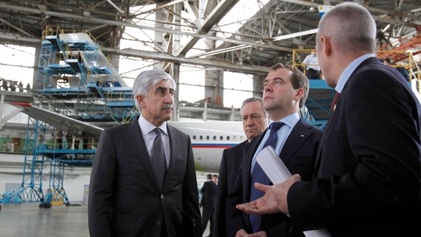 Prime Minister Dmitry Medvedev visits the Gorbunov Aviation Production Association