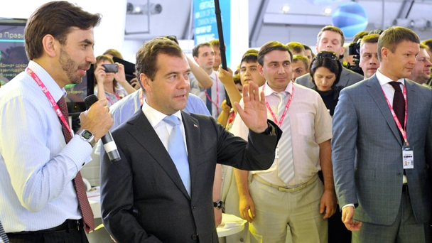 Prime Minister Dmitry Medvedev visits the International Exhibition of Industry and Innovation Innoprom-2012