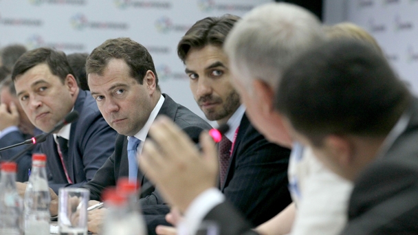 Prime Minister Dmitry Medvedev meets with representatives of the business community