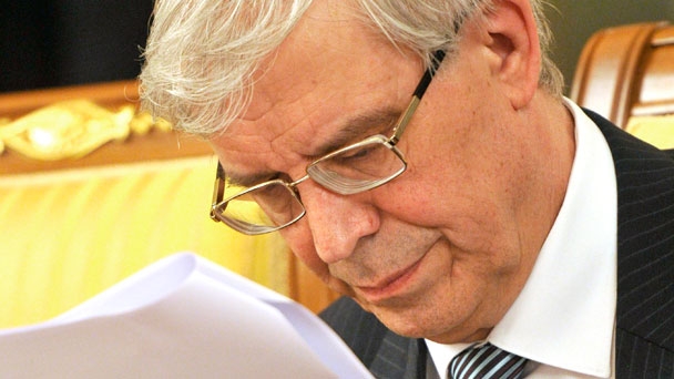 Central Bank chairman Sergei Ignatyev at a government meeting before a meeting of the Government of the Russian Federation